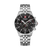 Męski zegarek typu chronograf z bransoletą ze stali szlachetnej, czarną tarczą i szafirowym szkłem