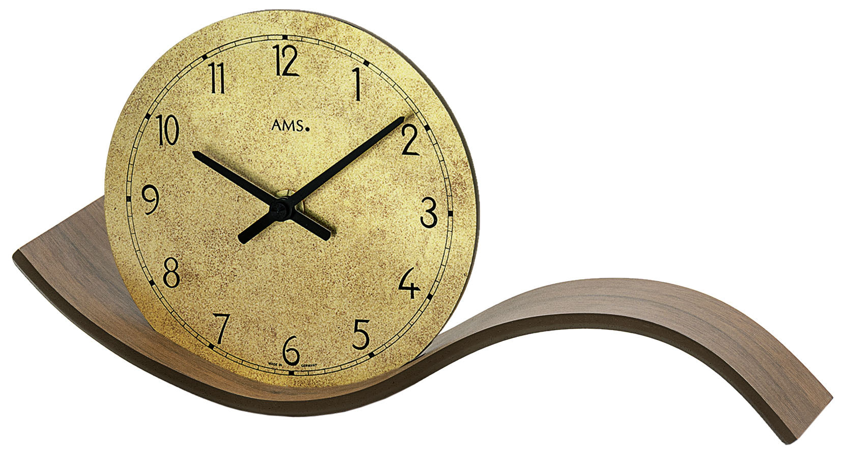 AMS Table Clock 30 cm Wood • Sculptural Design • Quartz Movement