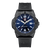Czarny zegarek męski z niebieską tarczą, logo Luminox i czarnym silikonowym paskiem