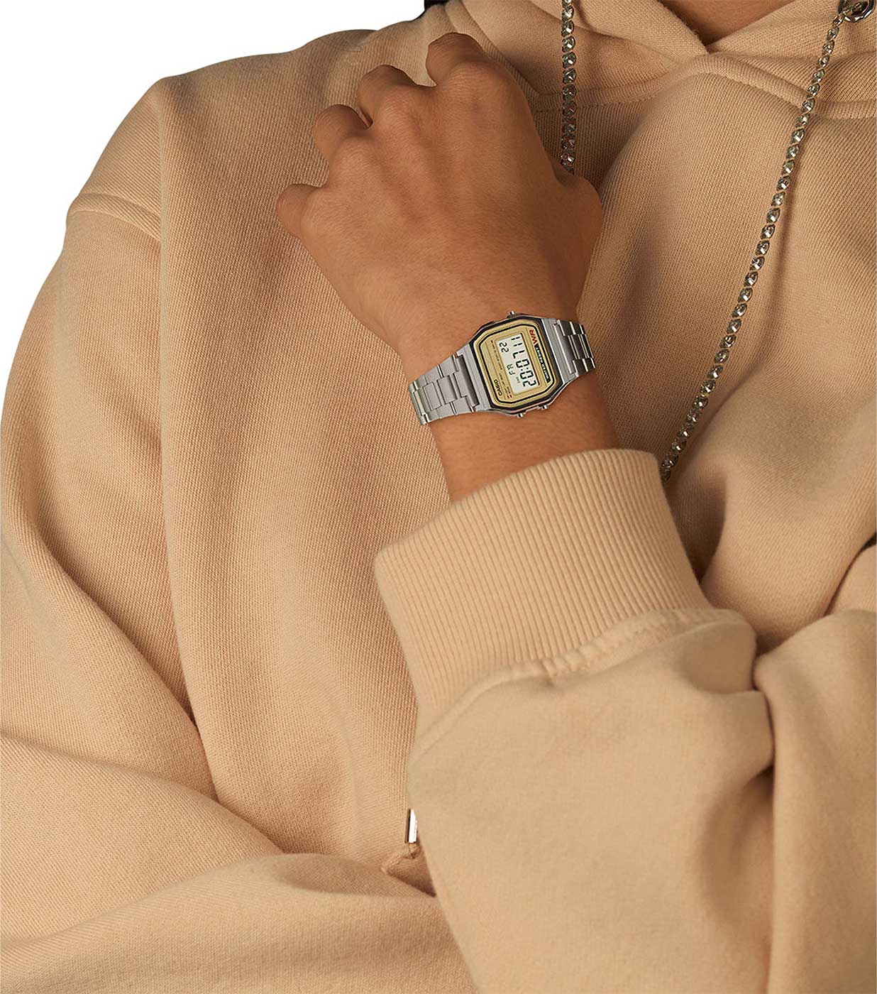 Casio Vintage Edgy A158WEA-1EF Uhr • Robustes Edelstahlarmband • Digitales Quarzwerk mit Stoppfunktion