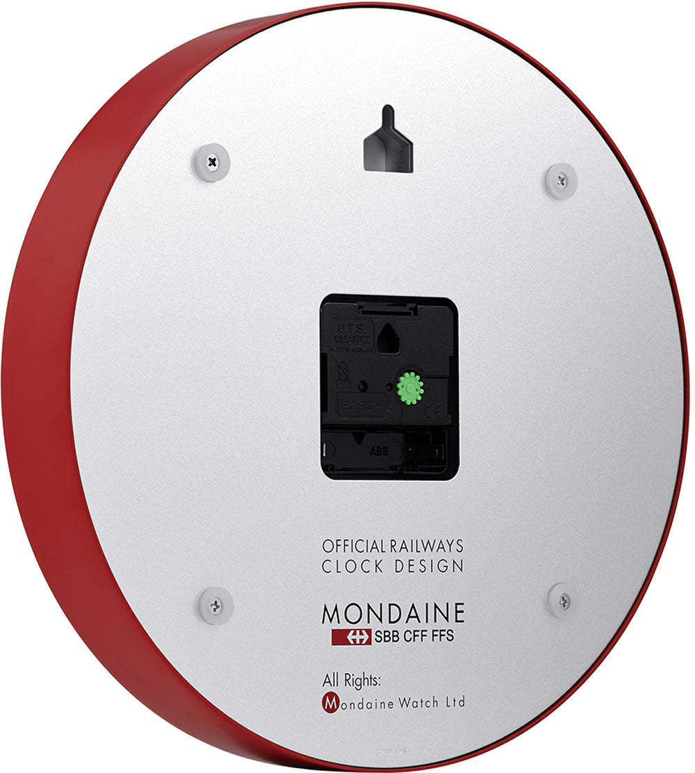 Horloge murale Mondaine 25 cm Ø aluminium • Design industriel • Qualité suisse