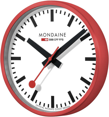 Horloge murale Mondaine 25 cm Ø aluminium • Design industriel • Qualité suisse