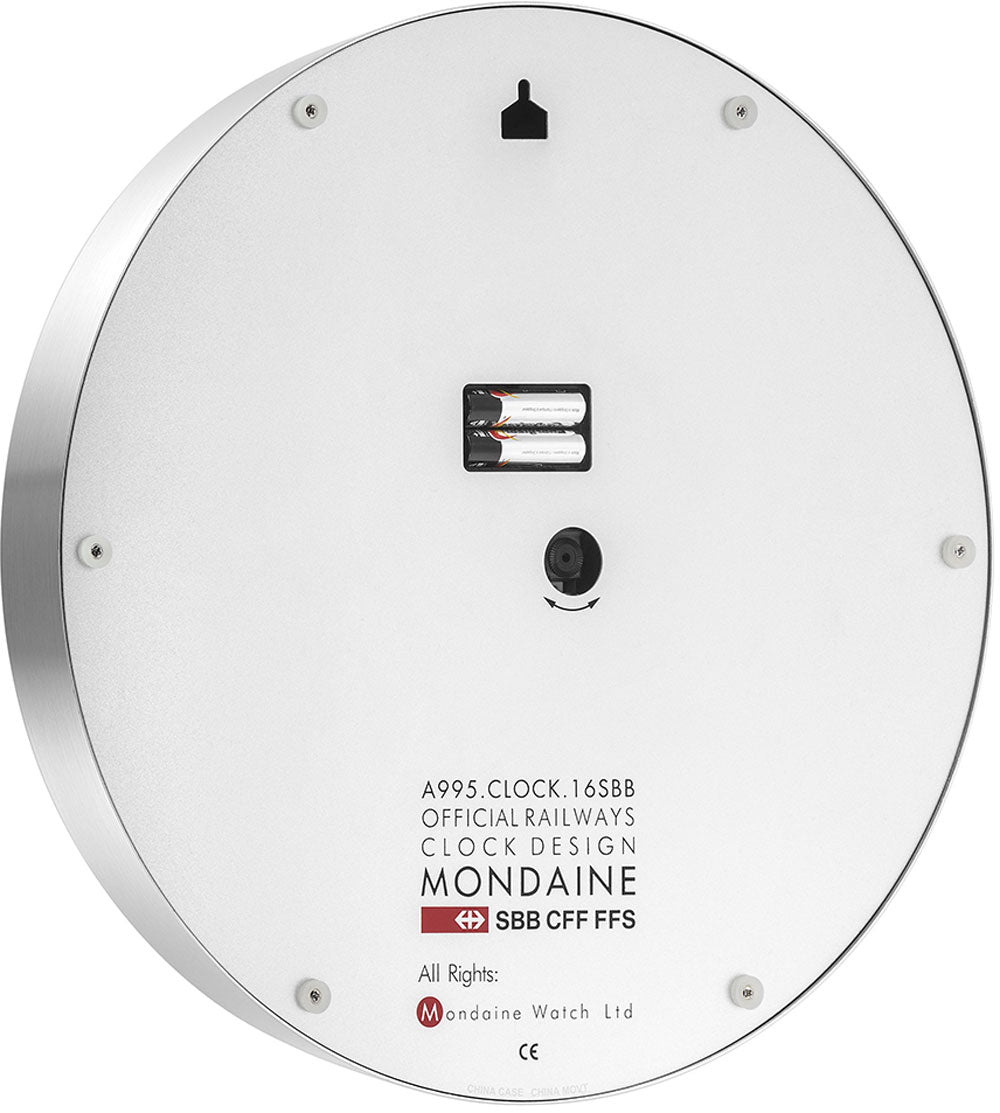 Horloge murale Mondaine 40 cm Ø Aluminium • Design iconique • Mouvement silencieux