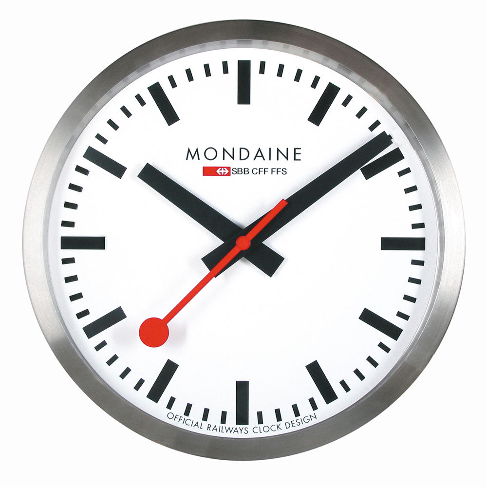 Horloge murale Mondaine 40 cm Ø Aluminium • Design iconique • Mouvement silencieux