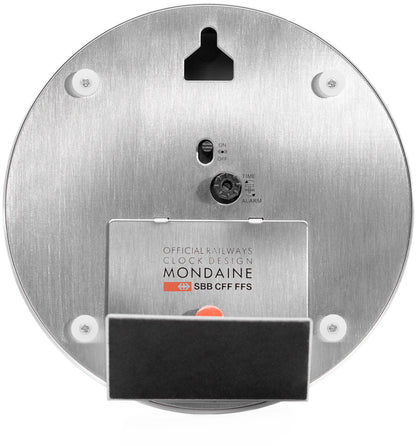 Mondaine Tischwecker Klassisch 12.5 cm Aluminium • Original Schweizer Design • Mit schleichender Sekunde