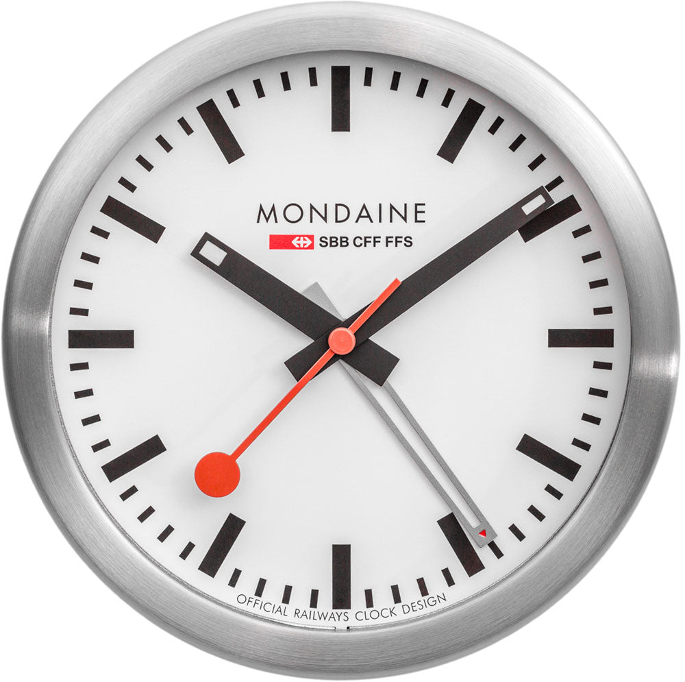 Mondaine Tischwecker Klassisch 12.5 cm Aluminium • Original Schweizer Design • Mit schleichender Sekunde