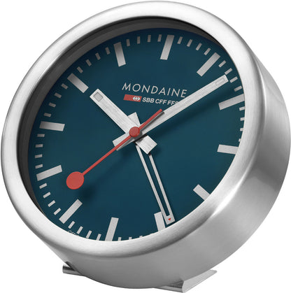 Mondaine Swiss Railways Wecker 12.5 cm Aluminium • Tisch- & Wanduhr • Schleichender Sekundenzeiger