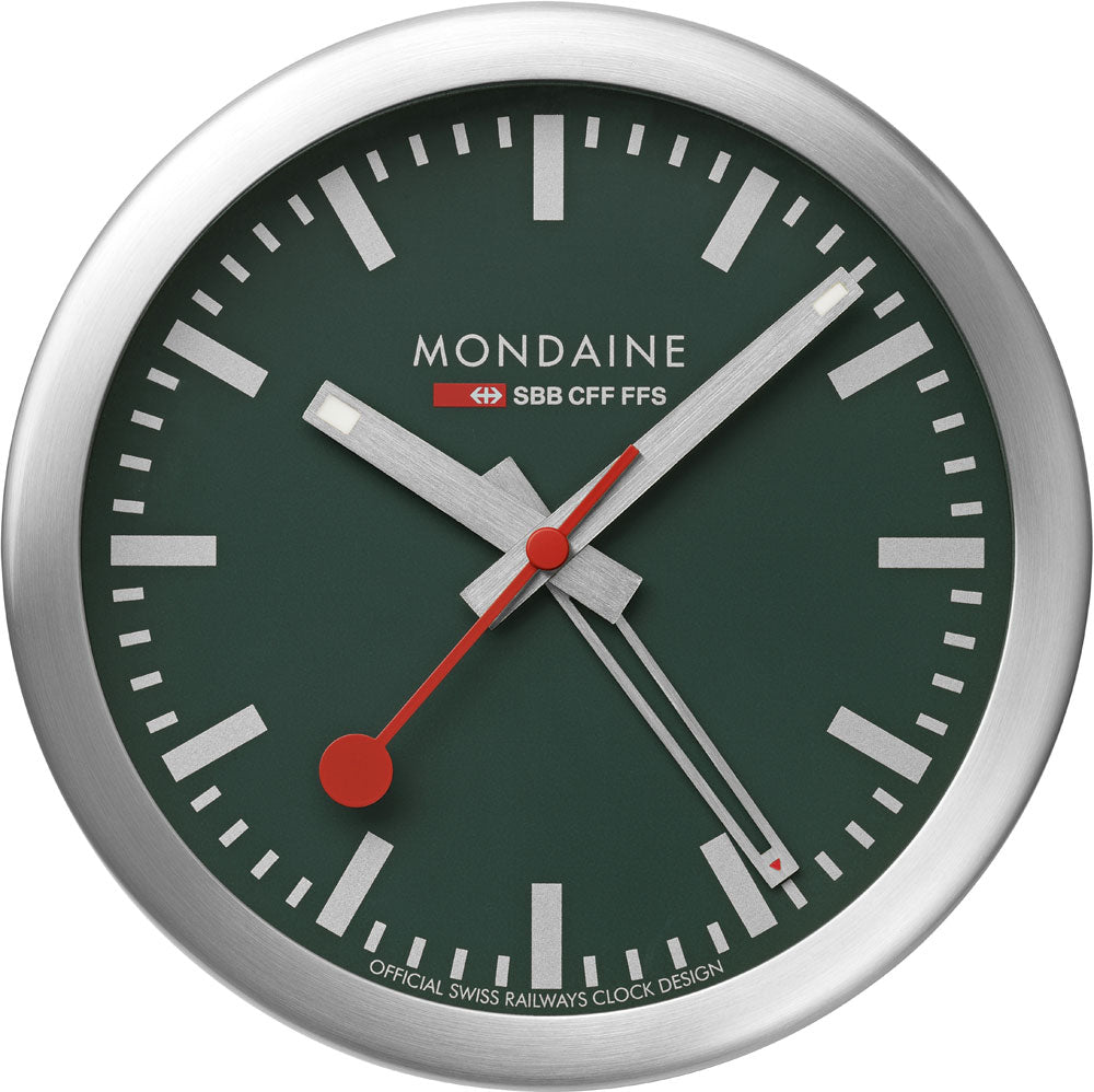 Mondaine Klassisch Wecker 12.5 cm Aluminium • Ikonisches Schweizer Bahnhofsuhr-Design • Leises Quarzuhrwerk