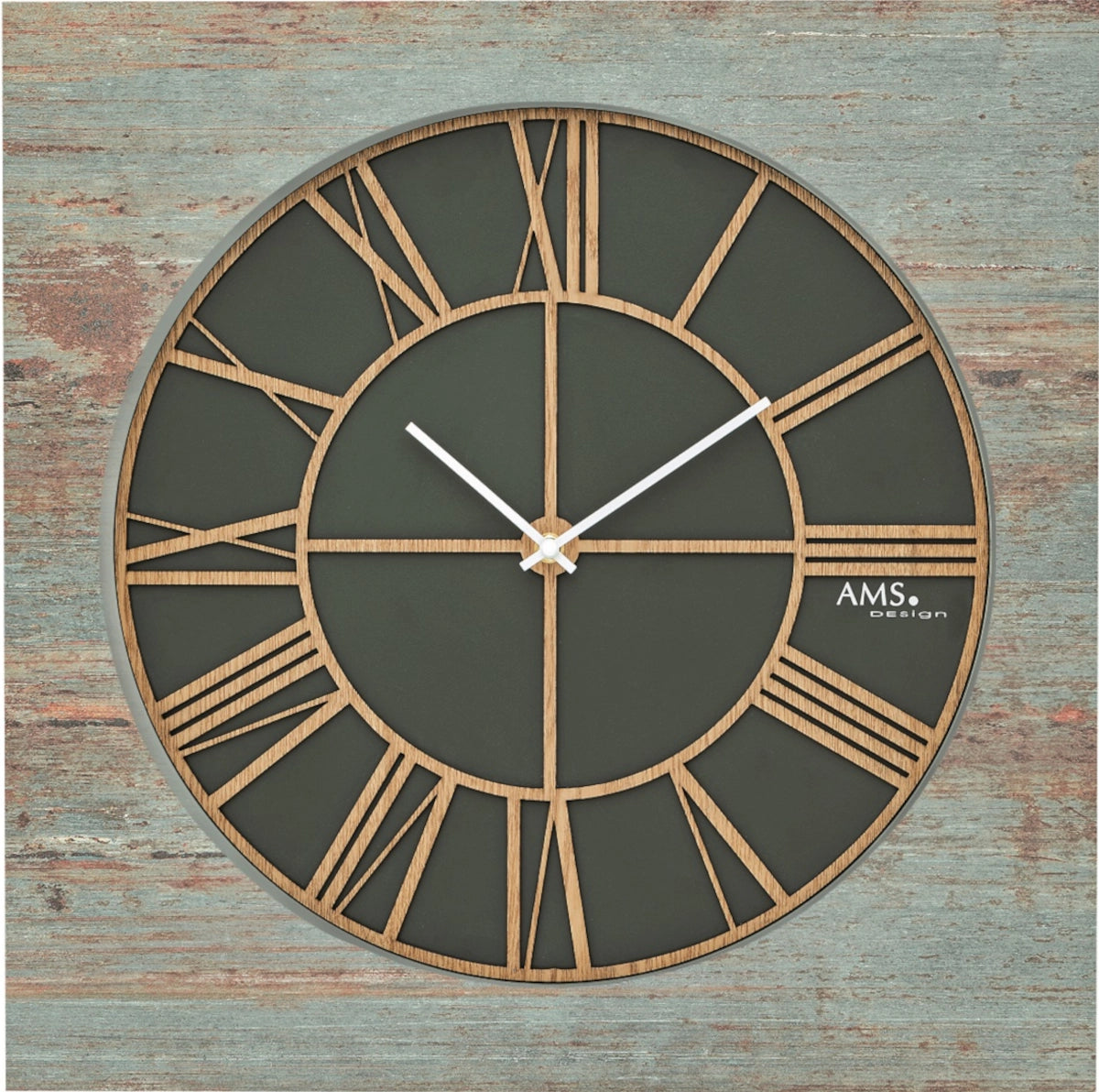 AMS Wall Clock 50x50x4 cm Wood • Modern Quartz Movement • High-Quality Wooden Case