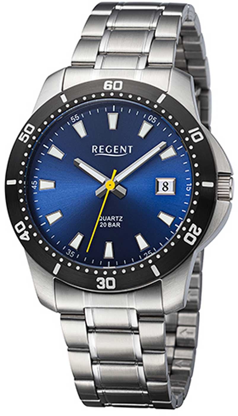 Montre pour hommes Regent BA-753 • Montre de plongée 20 Bar • Bleu foncé