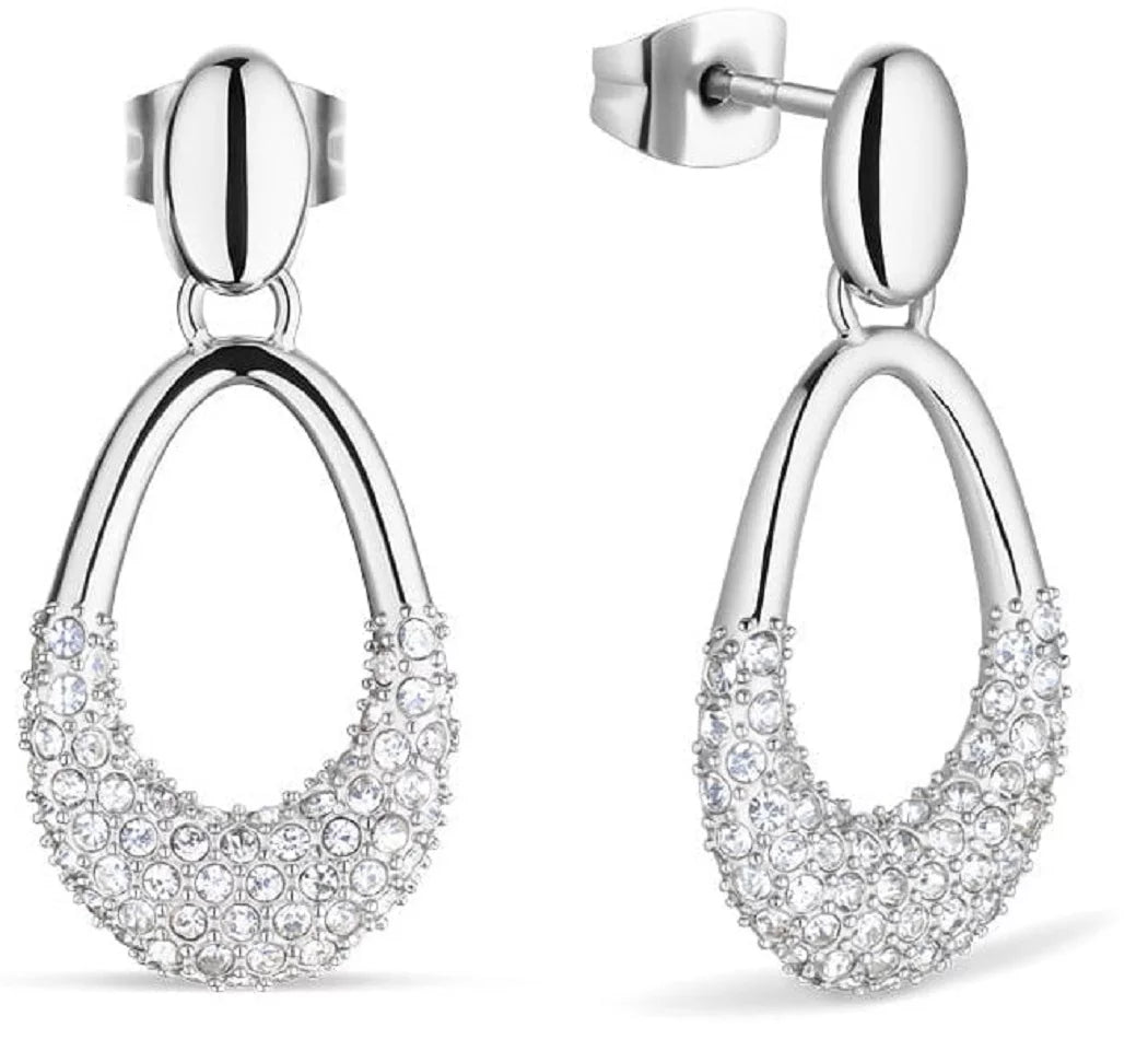 Arctic Pavé Earrings 757-17-05: Elegant silver drops with sparkling crystals - BERING Model: 757-17-05