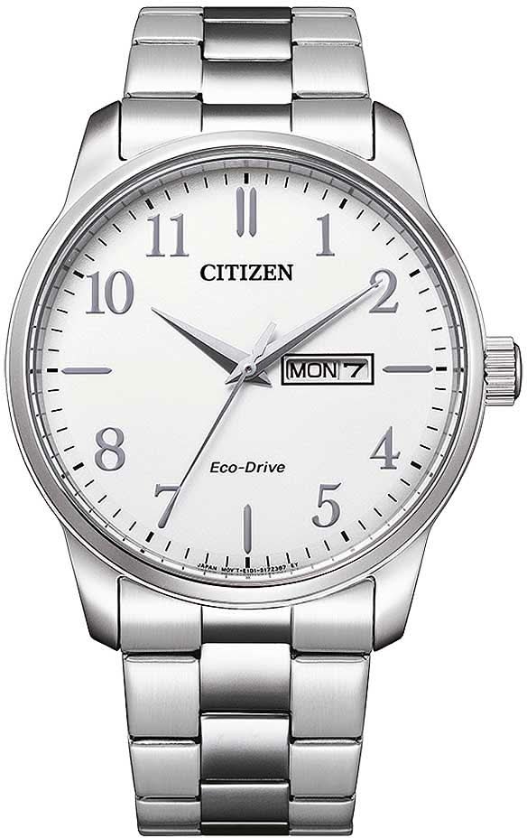 Zegarek Citizen BM8550 ze srebrną metalową bransoletą i białą tarczą