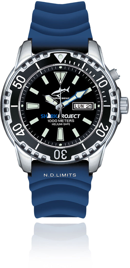 Chris Benz DEEP 1000M CB-1000-SP-KBB Men's Watch • Sharkproof • Sapphire Crystal