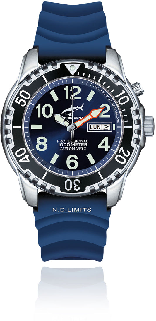 Chris Benz DEEP 1000M CB-1000A-B-KBB Montre pour homme • Shark-Proof • Verre saphir