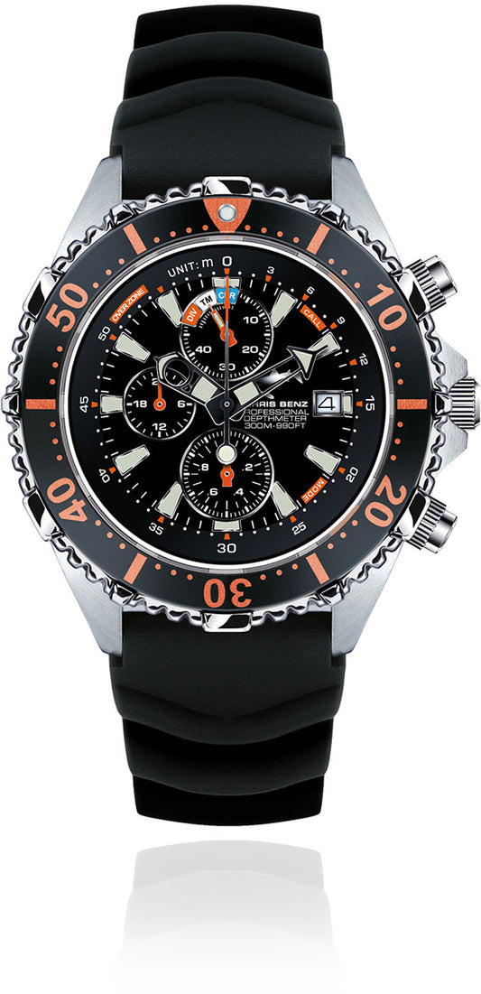 Chris Benz Depthmeter Chronograph 300M CB-C300-O-KBS Men's Watch • Shark Proof • Sapphire Crystal
