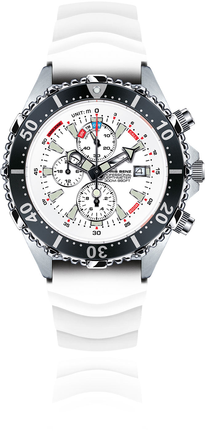 CHRIS BENZ DEPTHMETER CHRONOGRAPH 300M CB-C300 Men's Watch • Sapphire Crystal • Depth Gauge