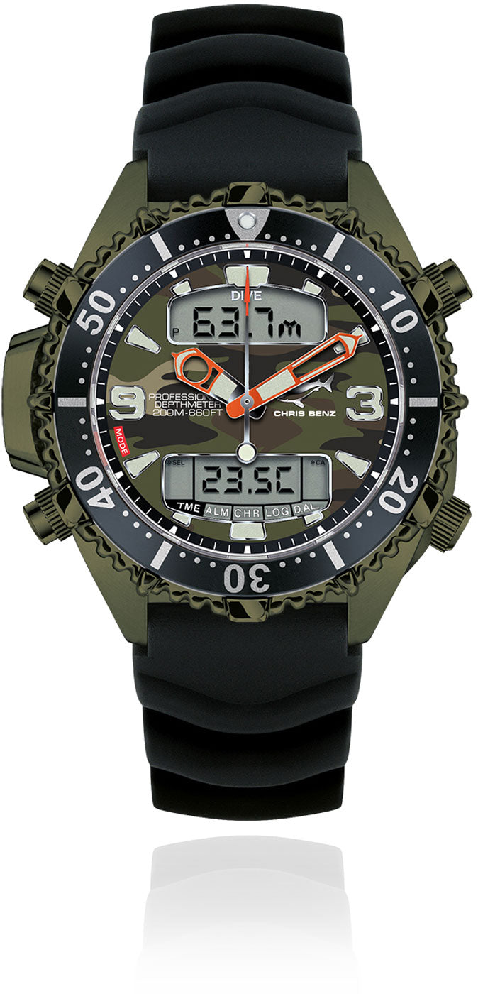 Chris Benz DEPTHMETER DIGITAL 200M LIMITED EDITION CB-D200X-C-KBS Uhr • Hai-Proof • Saphirglas