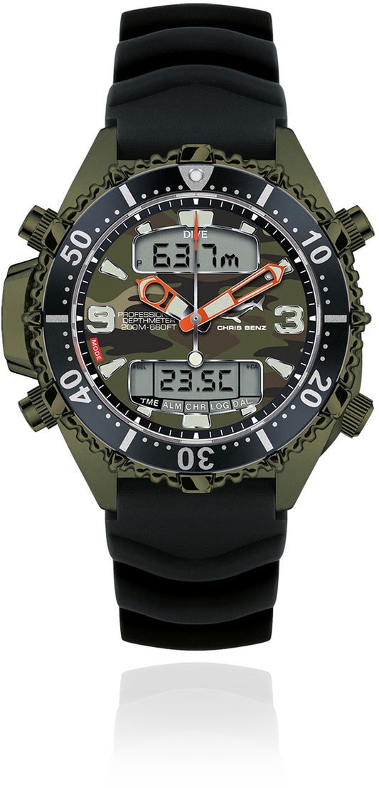 Chris Benz DEPTHMETER DIGITAL 200M LIMITED EDITION CB-D200X-C-KBS Watch • Shark-Proof • Sapphire Glass