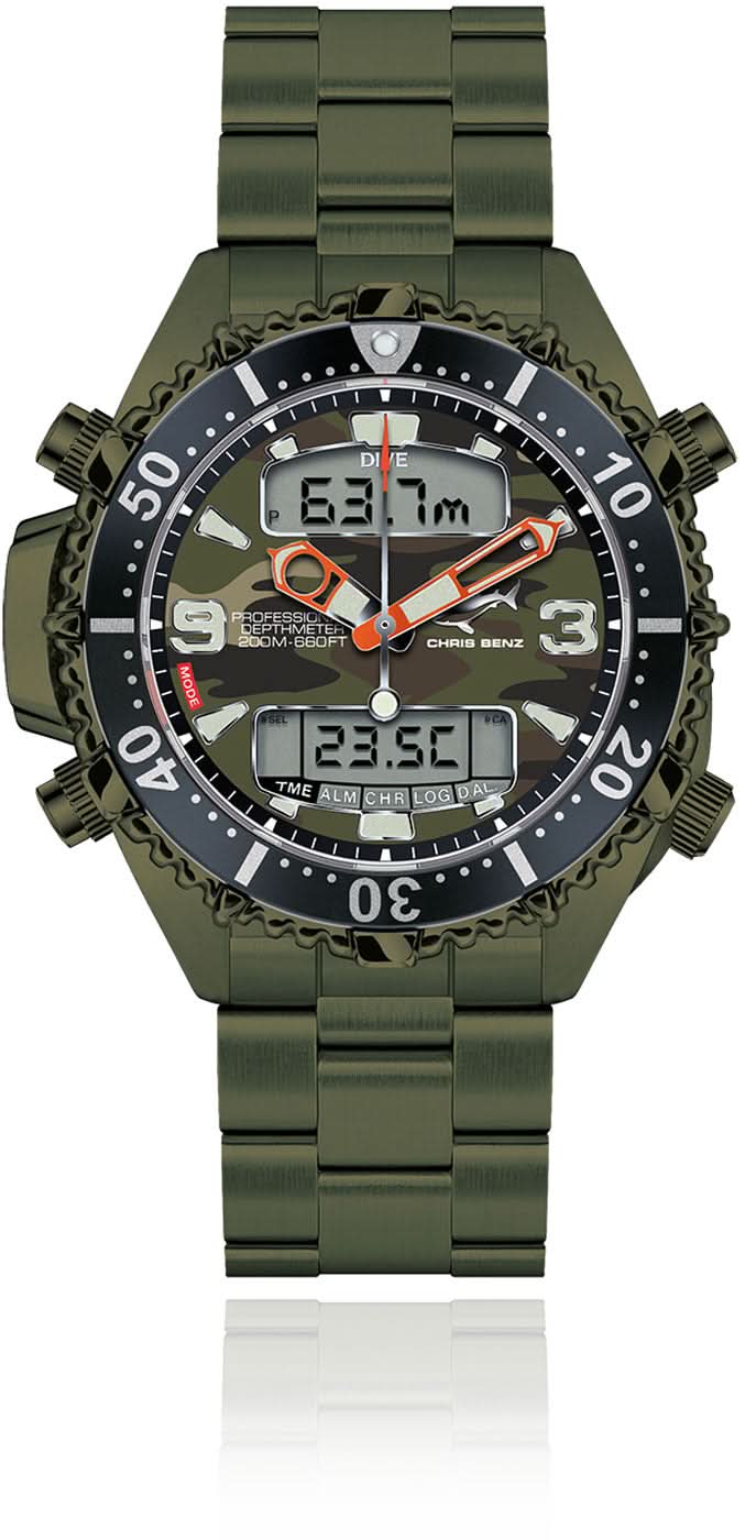 Montre Chris Benz Depthmeter Digital 200M CB-D200X-C-MB • Hai-Proof • Profondimètre