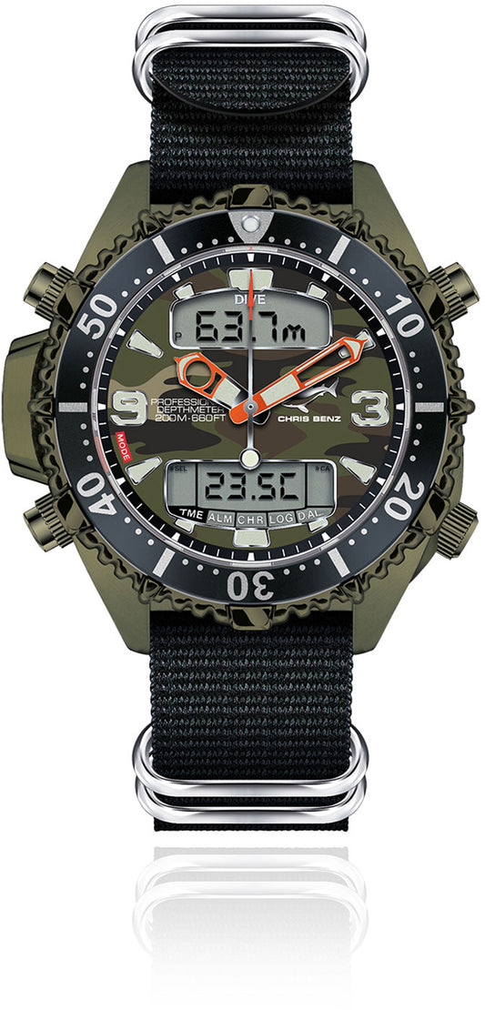 Chris Benz DEPTHMETER DIGITAL 200M LIMITED EDITION CB-D200X-C-NBS Watch • Shark Proof • Sapphire Crystal