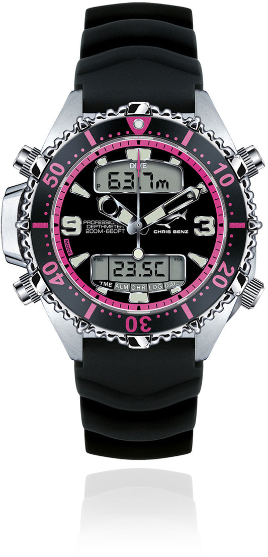 Chris Benz DEPTHMETER DIGITAL 200M CB-D200X-P-KBS Watch • 200m Water Resistance • Sapphire Crystal