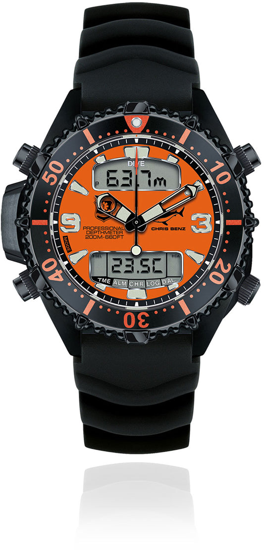 Chris Benz DEPTHMETER Digital 200M CB-D200X-RS-KBS Unisex Watch • Shark-Proof • Sapphire Crystal