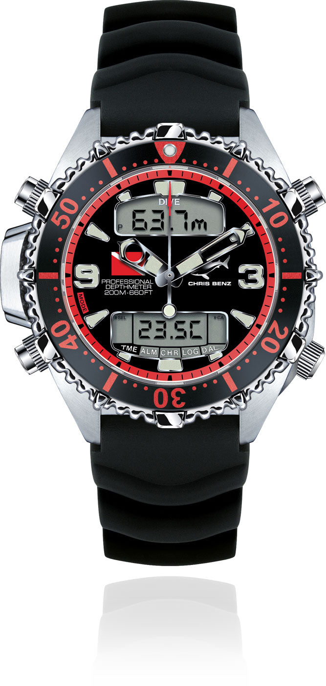 Montre pour hommes Chris Benz CB-D200X-R-KBS • Verre saphir • Étanchéité 200m