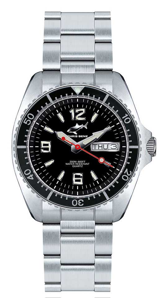 Montre unisexe Chris Benz One Medium CBM-S-MB-SW • Verre saphir • Hai-Proof
