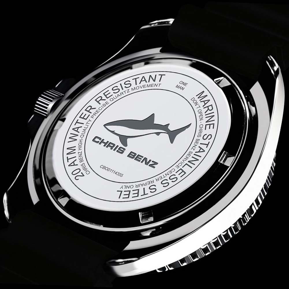 Chris Benz DEPTHMETER CHRONOGRAPH 300M CB-C300-O-KBS Men's Watch • Shark-Proof tested • Sapphire Crystal