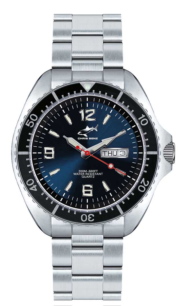Montre pour homme Chris Benz ONE Man 200M CBO-B-MB-SW • Shark-Proof • Verre saphir