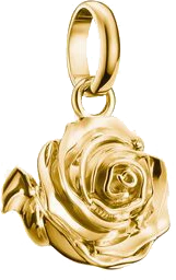 Pozłacany charms w kształcie płatka róży z zawieszką, błyszczący relief