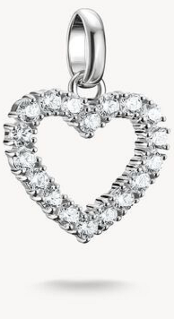 Charm-Anhänger, Herz mit Edelsteinen besetzt aus Silber - Thomas Sabo Modell: CC1237-051-14