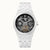 Zegarek męski z białą ceramiczną bransoletą, czarną tarczą, mechanizmem automatycznym i funkcją Dual Time