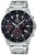Zegarek męski Casio EDIFICE, czarna tarcza z czerwonymi akcentami, bransoleta ze stali szlachetnej