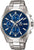 Zegarek męski Casio Edifice z niebieską tarczą, chronografem i bransoletą ze stali szlachetnej