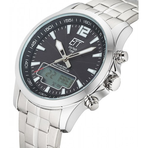 Eco Tech Time Professional EGA-11715-21M Herren Uhr • Funk-Solar • Weltzeit