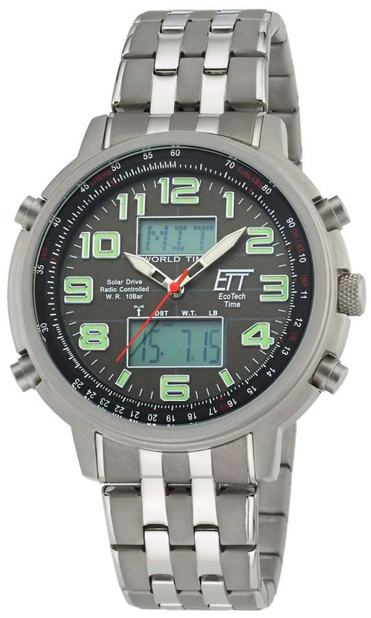Eco Tech Time Hunter II EGS-11302-22M Men's Watch • Radio-Controlled Solar • Stainless Steel