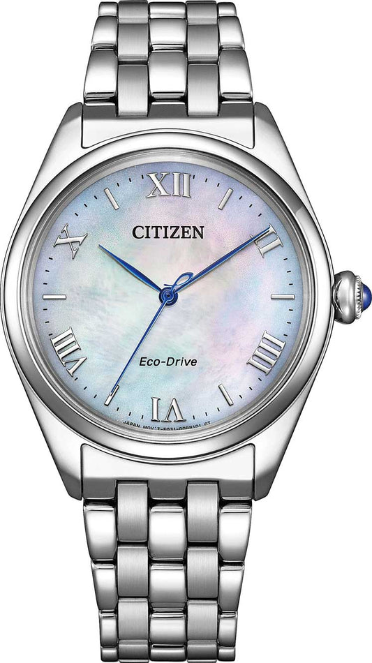 Citizen L Classic EM1140-80D Damenuhr • Eco-Drive Antrieb • Edles Perlmutt-Zifferblatt