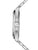 Zegarek damski, widok z boku: srebrna koperta ze stali szlachetnej z koronką, bransoleta ogniwowa