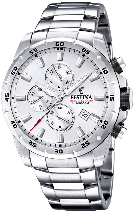 Festina Timeless Chronograph F20463/1 Men's Watch • 10 Bar • Stainless Steel