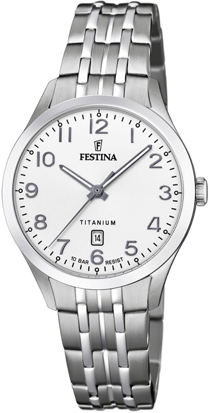 Montre pour femme Festina F20468/1 • Bracelet robuste en acier inoxydable • Boîtier léger en titane