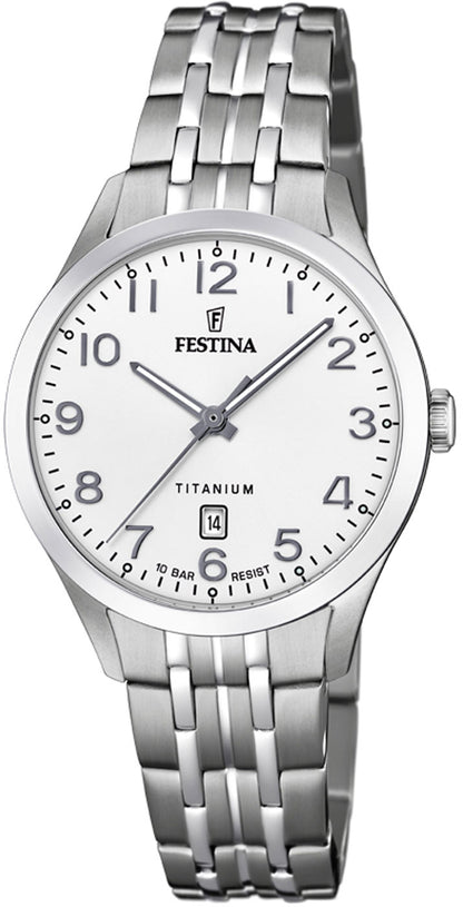 Montre pour femme Festina F20468/1 • Bracelet robuste en acier inoxydable • Boîtier léger en titane