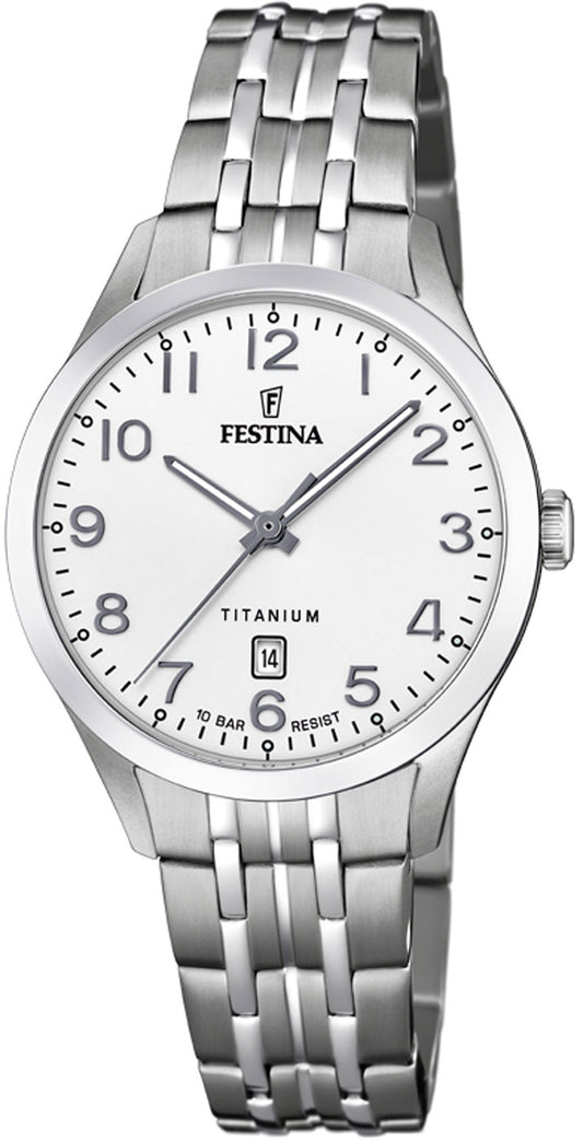 Montre pour femme Festina F20468/1 • Bracelet robuste en acier inoxydable • Boîtier léger en titane