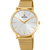 Zegarek damski Festina z okrągłą białą tarczą i złotą bransoletą typu mesh, mechanizm kwarcowy