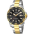 Męski zegarek naręczny Festina Diver z czarną tarczą oraz złoto-srebrną bransoletą i lunetą