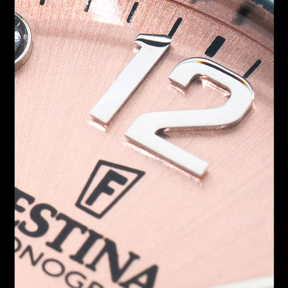 Festina Boyfriend F20603/7 Damenuhr • Rosa Zifferblatt mit Kristallen • Hochwertiger Edelstahl