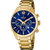 Zegarek męski Festina Chronograph: niebieska tarcza, złota metalowa bransoleta