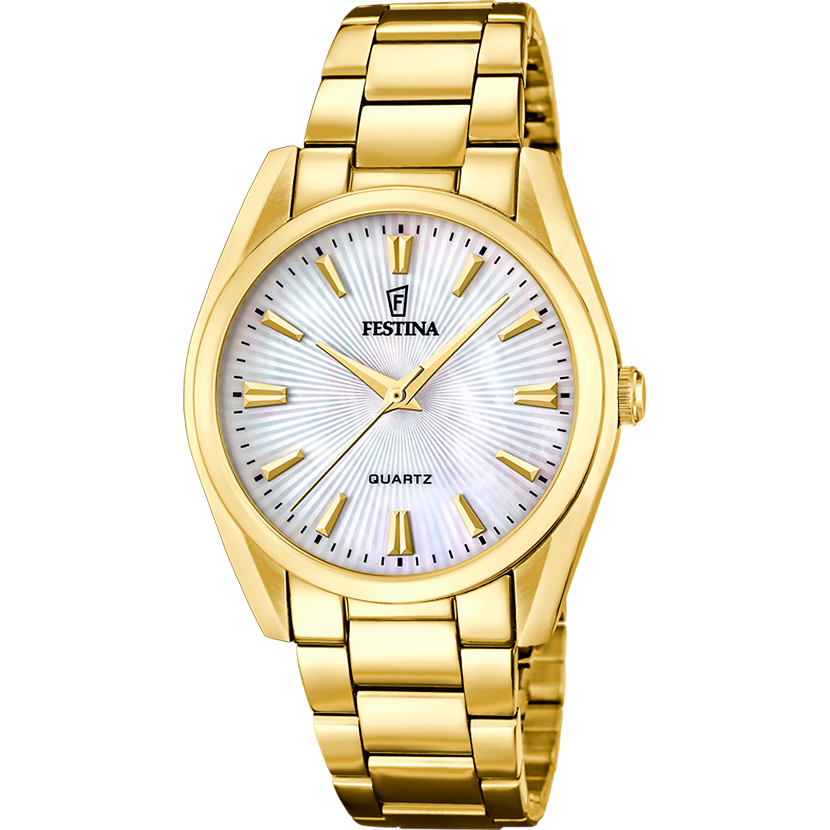 Zegarek damski Festina Boyfriend ze złotą bransoletą i białą tarczą