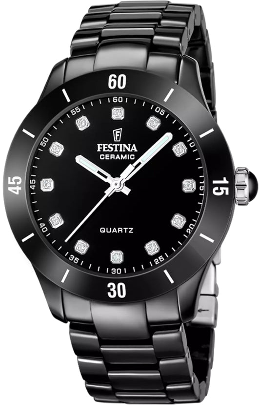Festina F20723-2 Damen Uhr • Quarz Uhrwerk • Keramik Gehäuse