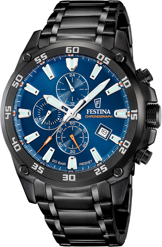 Festina Timeless Chronograph F20735/1 Herrenuhr • 20 Bar Wasserdicht • Präziser Chronograph